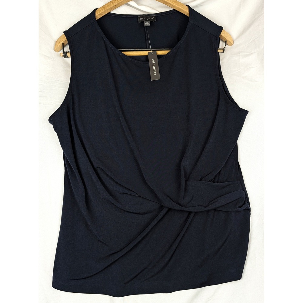 The Limited Navy Blue Twist Front Sleeveless Top Blouse PXL NWT